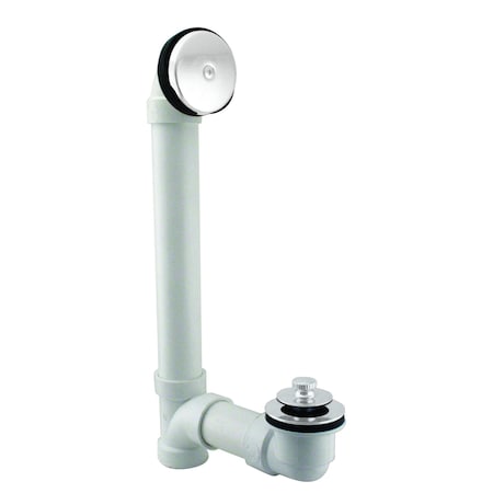 Westbrass Sch. 40 PVC Bathtub Assembly with Pull to Drain Trim and One-Hole Overflow, Powder Coat White D49721-50